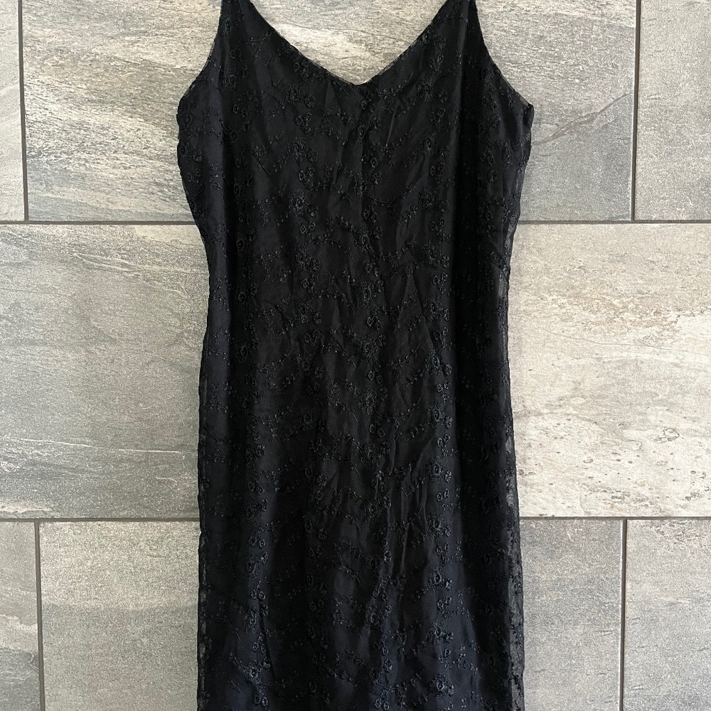 Embroidered Black Mini Dress